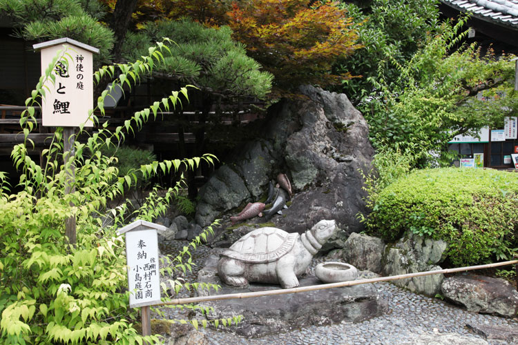 松尾大社の亀と鯉の像